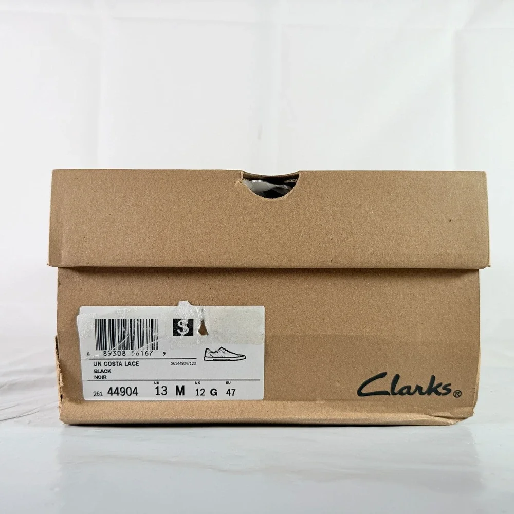 Clarks Un Costa Lace Black Leather Men's Oxford Sneakers Size 13 M